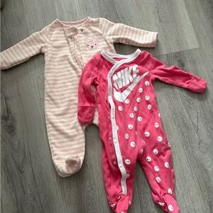 Nike Pink and Carters Baby Footies Bundle 3m